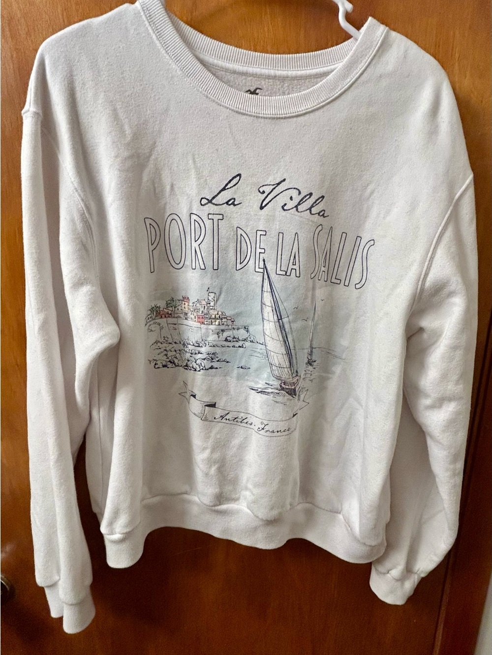 Hollister White Graphic Crewneck Sweatshirt